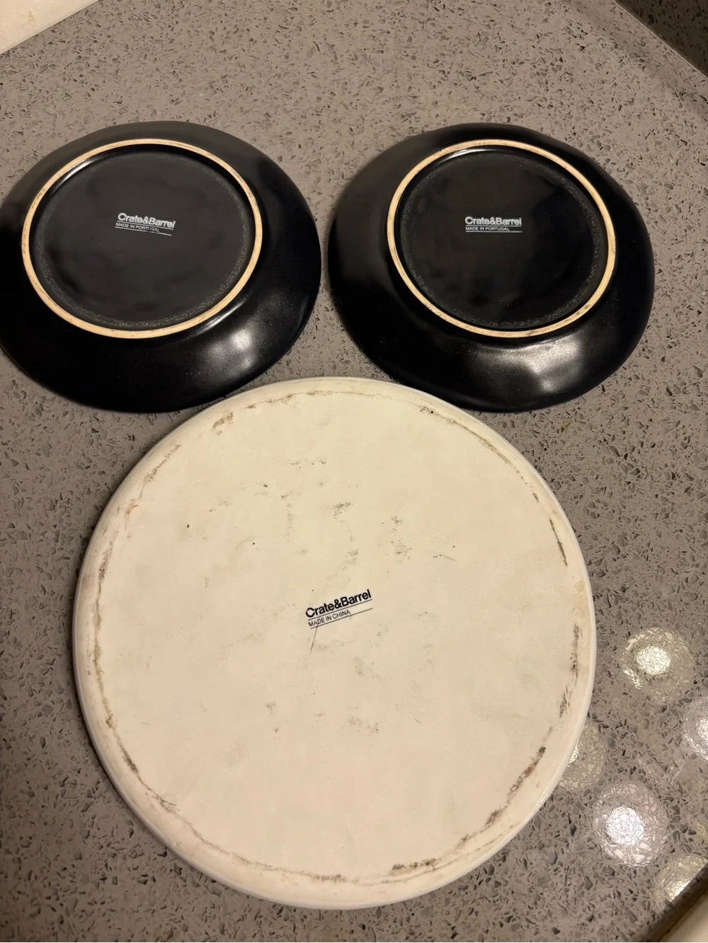 Crate & Barrel Ceramic Plate and 2 Mini Servers.
